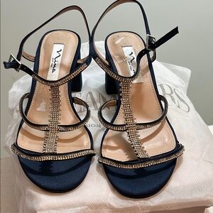 Nina Women's Midnight Blue Rhinestone Heels